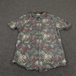 Marine Layer Shirt Mens Medium Gray Floral Hawaiian Button Up Casual Tropical